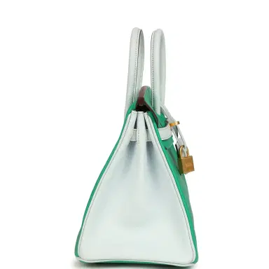 HERMÈS Hermes Special Order (HSS) Birkin 25 Bi-Color Menthe and Bleu Brume Chevre Mysore Brushed Gold | Thumbnail 3