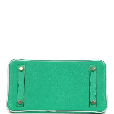 HERMÈS Hermes Special Order (HSS) Birkin 25 Bi-Color Menthe and Bleu Brume Chevre Mysore Brushed Gold | Thumbnail 6