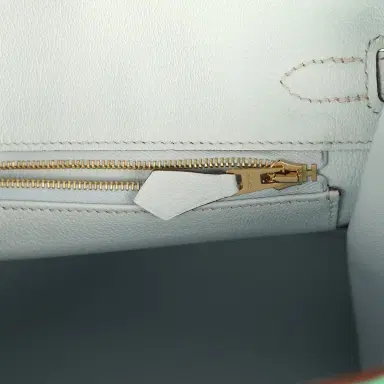 HERMÈS Hermes Special Order (HSS) Birkin 25 Bi-Color Menthe and Bleu Brume Chevre Mysore Brushed Gold | Thumbnail 9