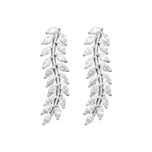Roberto Coin Roberto Coin 18K White Gold Diamond Marquise Leaf Drop Earrings by The Solist