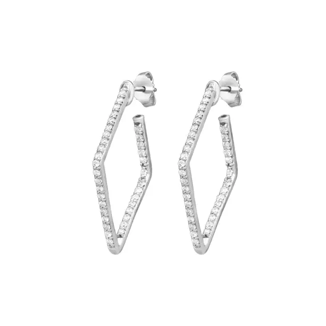 Roberto Coin Roberto Coin 18K White Gold Diamond Square Hoop Earrings by The Solist