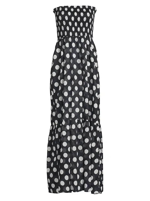 Milly Women's Olen Polka Dot Strapless Cover-Up Maxi Dress