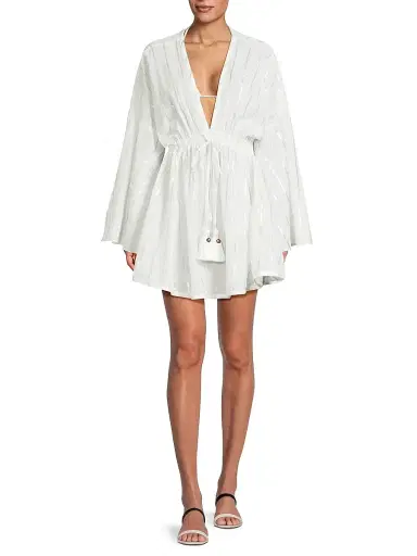 Milly Women's Olympia Stripe Cover-Up Dress - White | Thumbnail 2 Milly Women's Olympia Stripe Cover-Up Dress - White | Thumbnail 2