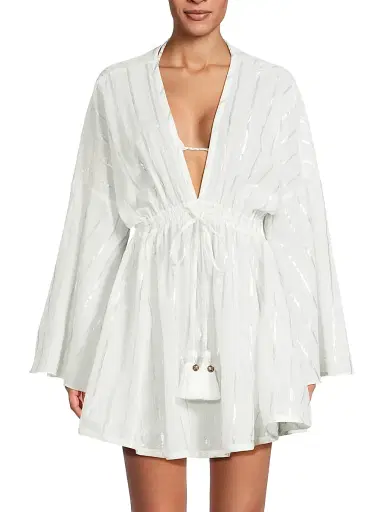 Milly Women's Olympia Stripe Cover-Up Dress - White | Thumbnail 3 Milly Women's Olympia Stripe Cover-Up Dress - White | Thumbnail 3