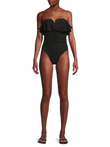 Milly Women's Glossy Strapless Ruffle One-Piece Swimsuit | Thumbnail 2 Milly Women's Glossy Strapless Ruffle One-Piece Swimsuit | Thumbnail 2