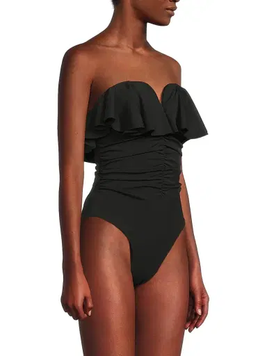 Milly Women's Glossy Strapless Ruffle One-Piece Swimsuit | Thumbnail 4 Milly Women's Glossy Strapless Ruffle One-Piece Swimsuit | Thumbnail 4