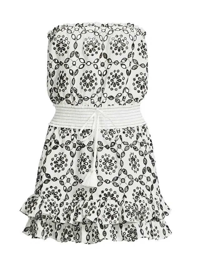 Milly Women's Verity Two-Tone Circle Eyelet Cover-Up Minidress - White Black