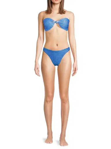 Milly Women's Margot Striped Bikini Bottom - Blue Multi - Size Large | Thumbnail 2 Milly Women's Margot Striped Bikini Bottom - Blue Multi - Size Large | Thumbnail 2
