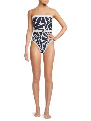 Milly Women's Ravello Abstract Kai Print One-Piece Swimsuit - Navy White - Size Small | Thumbnail 2