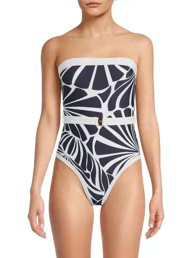 Milly Women's Ravello Abstract Kai Print One-Piece Swimsuit - Navy White - Size Small | Thumbnail 3
