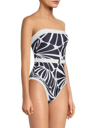 Milly Women's Ravello Abstract Kai Print One-Piece Swimsuit - Navy White - Size Small | Thumbnail 4