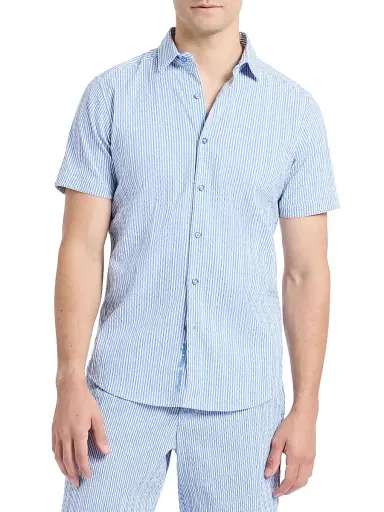 Robert Graham Men's Fornillo Striped Jacquard Shirt - Navy - Size XXL | Thumbnail 1