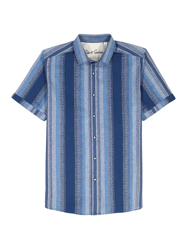 Robert Graham Men's Pembroke Striped Cotton Short-Sleeve Shirt - Indigo