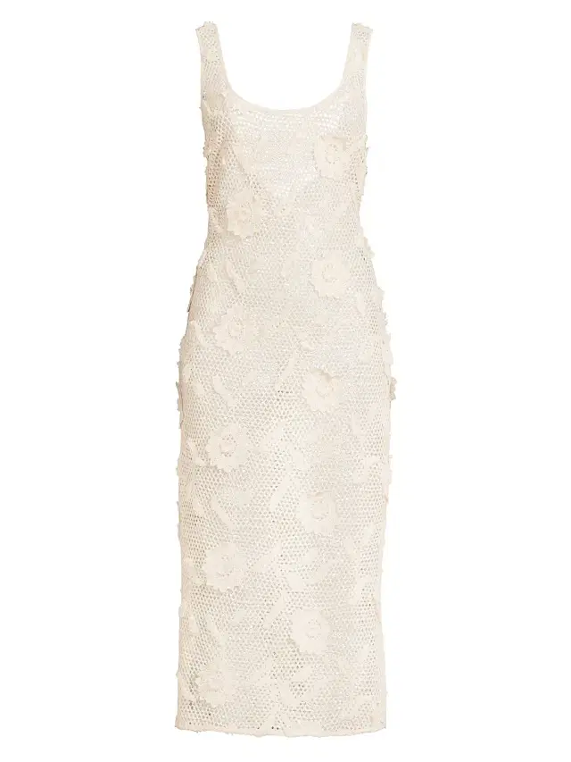 Milly Women's Sequined Crocheted Cover-Up Midi-Dress - White