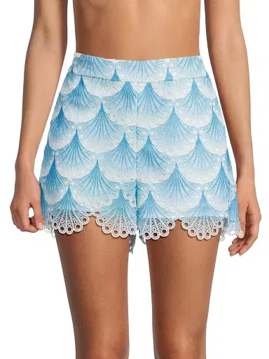 Milly Women's Bubble Wave Lace Shorts - Blue White | Thumbnail 3