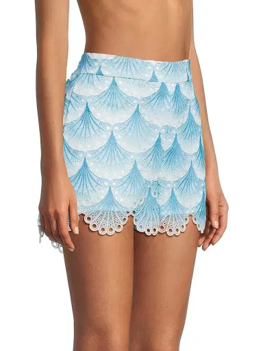 Milly Women's Bubble Wave Lace Shorts - Blue White | Thumbnail 4
