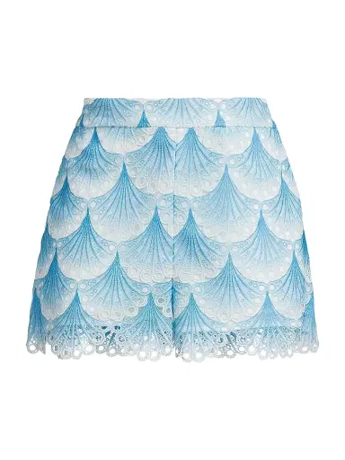Milly Women's Bubble Wave Lace Shorts - Blue White | Thumbnail 1