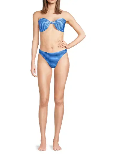 Milly Women's Striped Knot Bandeau Bikini Top - Blue Multi - Size XS | Thumbnail 2 Milly Women's Striped Knot Bandeau Bikini Top - Blue Multi - Size XS | Thumbnail 2