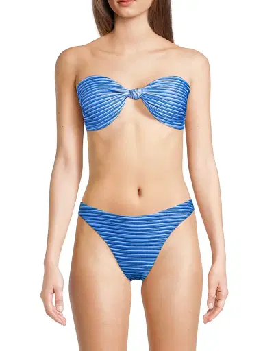 Milly Women's Striped Knot Bandeau Bikini Top - Blue Multi - Size XS | Thumbnail 3 Milly Women's Striped Knot Bandeau Bikini Top - Blue Multi - Size XS | Thumbnail 3