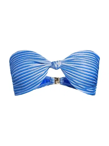 Milly Women's Striped Knot Bandeau Bikini Top - Blue Multi - Size XS | Thumbnail 1 Milly Women's Striped Knot Bandeau Bikini Top - Blue Multi - Size XS | Thumbnail 1