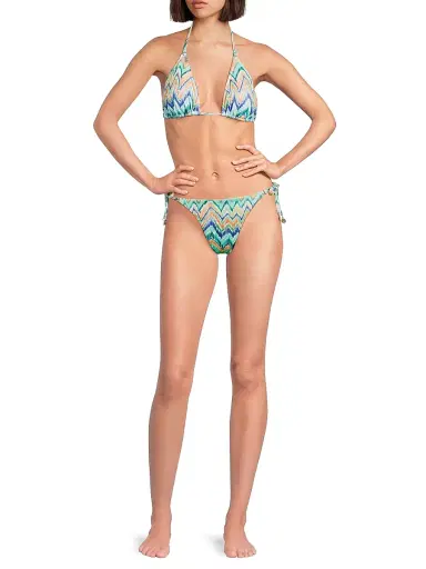 Milly Women's Chevron Triangle Bikini Top - Tropical Multi - Size Large | Thumbnail 2