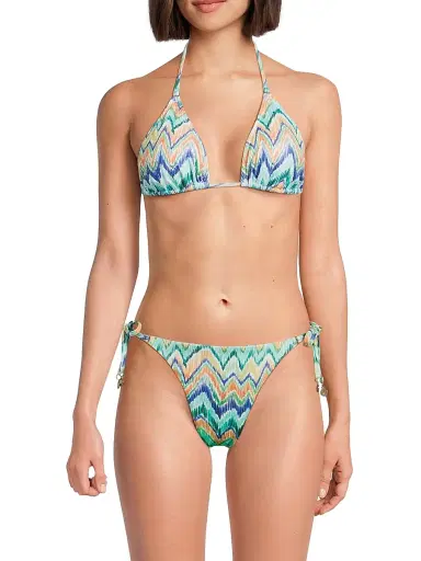 Milly Women's Chevron Triangle Bikini Top - Tropical Multi - Size Large | Thumbnail 3