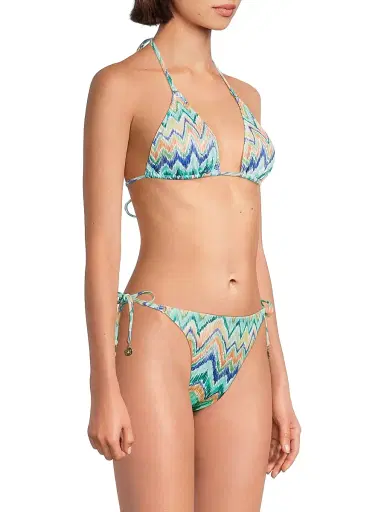 Milly Women's Chevron Triangle Bikini Top - Tropical Multi - Size Large | Thumbnail 4