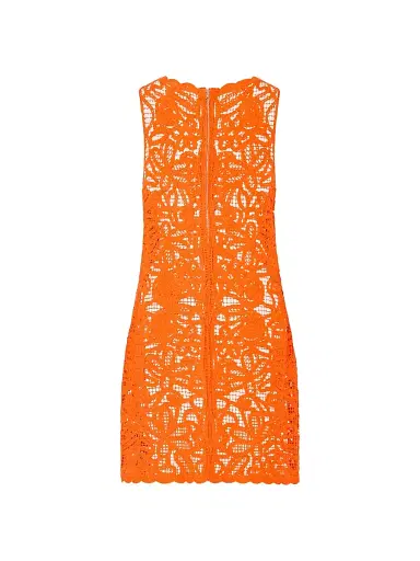 Milly Women's Crochet Cotton Cover-Up Minidress - Orange | Thumbnail 3 Milly Women's Crochet Cotton Cover-Up Minidress - Orange | Thumbnail 3