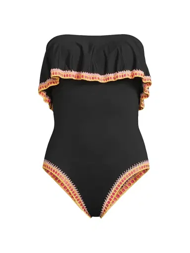 Milly Women's Strapless Ruffle Crochet-Trim One-Piece Swimsuit | Thumbnail 1 Milly Women's Strapless Ruffle Crochet-Trim One-Piece Swimsuit | Thumbnail 1