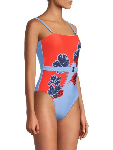 Milly Women's Skewed Petal Strapless One-Piece Swimsuit - Orange Blue - Size Medium | Thumbnail 4 Milly Women's Skewed Petal Strapless One-Piece Swimsuit - Orange Blue - Size Medium | Thumbnail 4