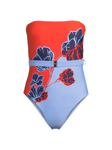 Milly Women's Skewed Petal Strapless One-Piece Swimsuit - Orange Blue - Size Medium | Thumbnail 1 Milly Women's Skewed Petal Strapless One-Piece Swimsuit - Orange Blue - Size Medium | Thumbnail 1