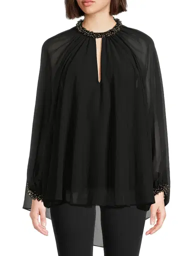 Ungaro Women's Avery Embellished Cape Blouse - Black - Size XXL | Thumbnail 3