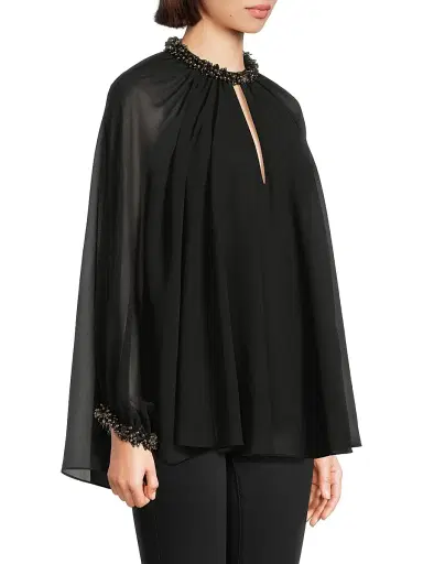Ungaro Women's Avery Embellished Cape Blouse - Black - Size XXL | Thumbnail 4