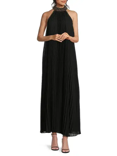Ungaro Women's Monroe Embellished Pleated Maxi Dress - Black - Size XL | Thumbnail 2