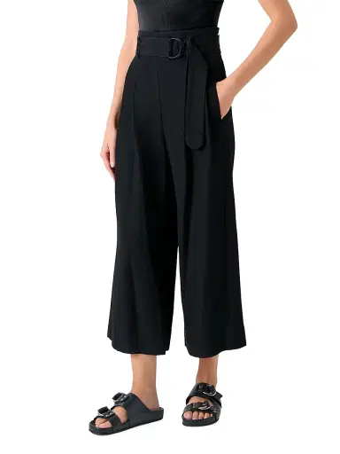 Akris punto Women's Fiorella Linen-Blend High-Rise Pants - Black - Size 16 | Thumbnail 3