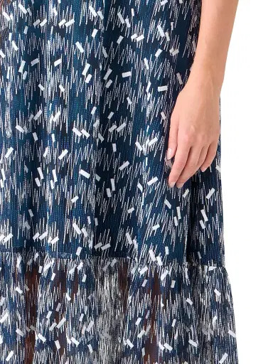 Akris punto Women's Scribble Dot Embroidered Tulle Maxi Dress - Dark Blue Cream - Size 2 | Thumbnail 5