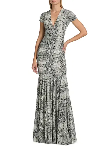 Chiara Boni La Petite Robe Women's Riensen Snake-Print Trumpet Gown | Thumbnail 3