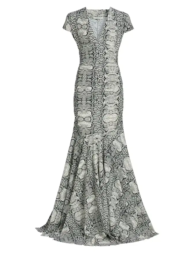 Chiara Boni La Petite Robe Women's Riensen Snake-Print Trumpet Gown - Urban Snake