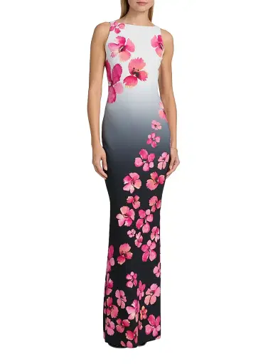 Chiara Boni La Petite Robe Women's Iwoo Floral Sleeveless Column Gown | Thumbnail 3 Chiara Boni La Petite Robe Women's Iwoo Floral Sleeveless Column Gown | Thumbnail 3