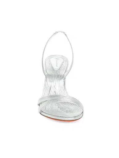 Santoni Women's Serpenti 90MM Metallic Leather Slingback Sandals - Silver | Thumbnail 2 Santoni Women's Serpenti 90MM Metallic Leather Slingback Sandals - Silver | Thumbnail 2