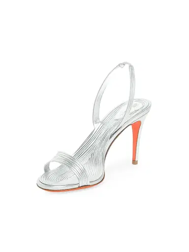 Santoni Women's Serpenti 90MM Metallic Leather Slingback Sandals - Silver | Thumbnail 3 Santoni Women's Serpenti 90MM Metallic Leather Slingback Sandals - Silver | Thumbnail 3
