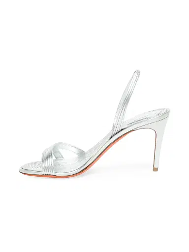 Santoni Women's Serpenti 90MM Metallic Leather Slingback Sandals - Silver | Thumbnail 4 Santoni Women's Serpenti 90MM Metallic Leather Slingback Sandals - Silver | Thumbnail 4