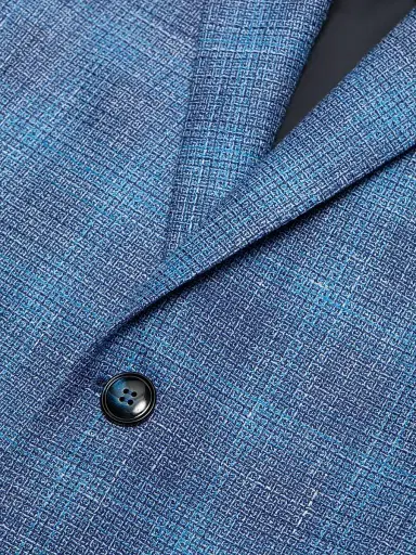 Giorgio Armani Men's Micro Check Wool-Silk-Linen Sport Coat - Light Blue - Size 46 | Thumbnail 7