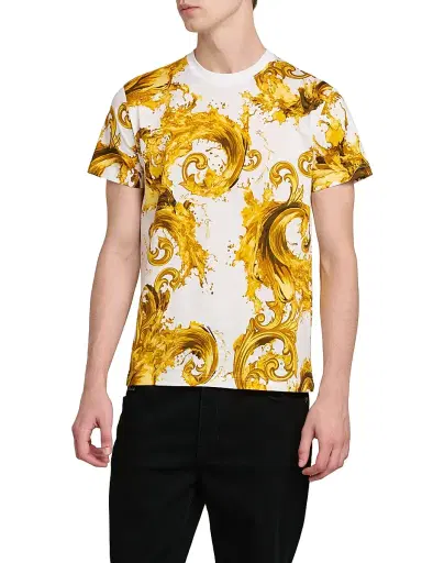 Versace Jeans Couture Men's Filigree Cotton Crewneck T-Shirt | Thumbnail 3 Versace Jeans Couture Men's Filigree Cotton Crewneck T-Shirt | Thumbnail 3