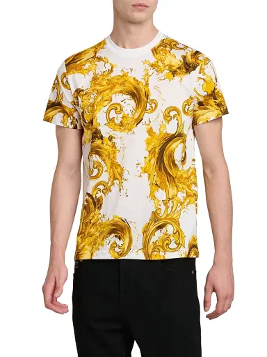Versace Jeans Couture Men's Filigree Cotton Crewneck T-Shirt | Thumbnail 4 Versace Jeans Couture Men's Filigree Cotton Crewneck T-Shirt | Thumbnail 4