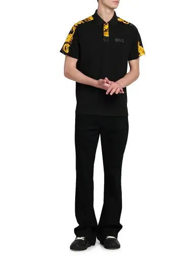 Versace Jeans Couture Men's Cotton Polo Shirt - Black Gold - Size Small | Thumbnail 2 Versace Jeans Couture Men's Cotton Polo Shirt - Black Gold - Size Small | Thumbnail 2