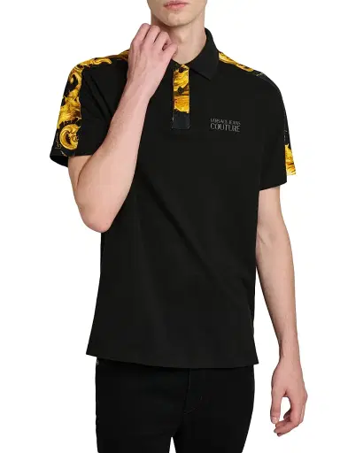 Versace Jeans Couture Men's Cotton Polo Shirt - Black Gold - Size Small | Thumbnail 6 Versace Jeans Couture Men's Cotton Polo Shirt - Black Gold - Size Small | Thumbnail 6