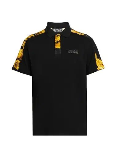 Versace Jeans Couture Men's Cotton Polo Shirt - Black Gold - Size Small | Thumbnail 1 Versace Jeans Couture Men's Cotton Polo Shirt - Black Gold - Size Small | Thumbnail 1