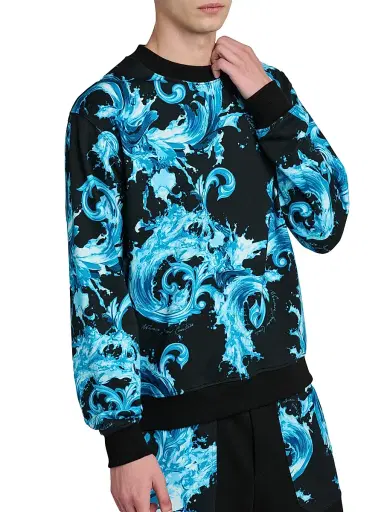 Versace Jeans Couture Men's Filigree Stretch-Cotton Crewneck Sweatshirt | Thumbnail 6 Versace Jeans Couture Men's Filigree Stretch-Cotton Crewneck Sweatshirt | Thumbnail 6