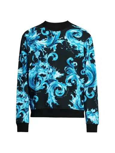 Versace Jeans Couture Men's Filigree Stretch-Cotton Crewneck Sweatshirt | Thumbnail 1 Versace Jeans Couture Men's Filigree Stretch-Cotton Crewneck Sweatshirt | Thumbnail 1